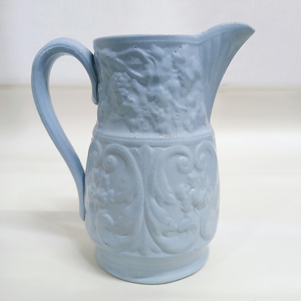 Vintage Blue Ceramic Small Pitcher
